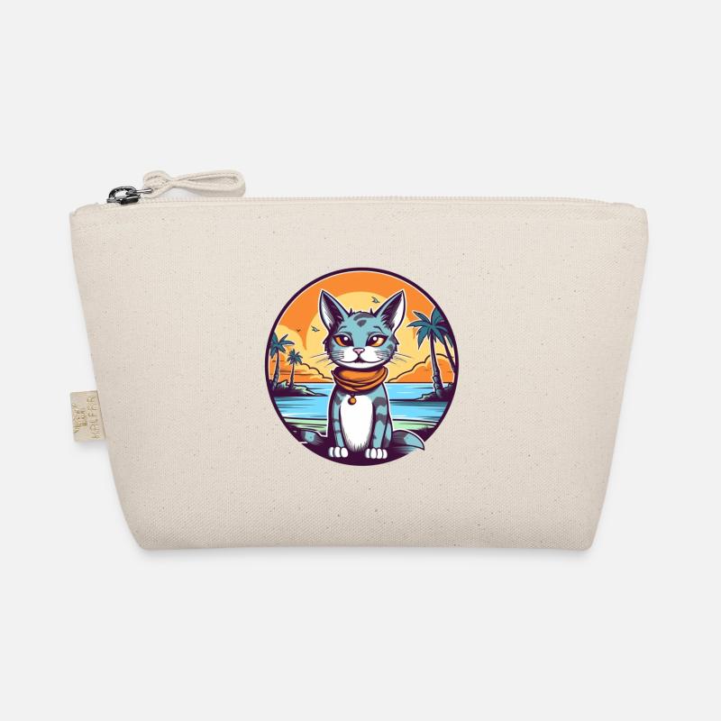 Chat de dessin animé dans un paradis tropical Trousse biologique