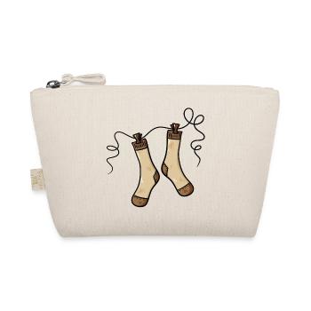Socken Wäsche Geschenkidee - faule Socke an Leine - Bio-Täschchen - Natur - Vorne