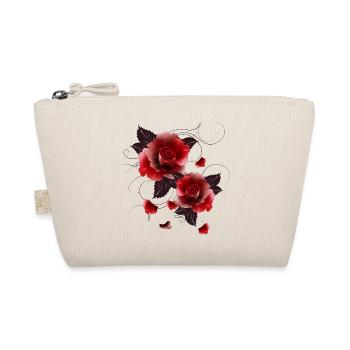 zwei wunderschöne faszinierende rote Rosen - Bio-Täschchen - Natur - Vorne