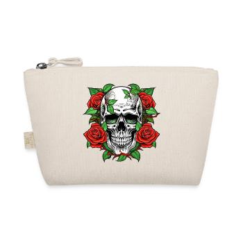 Skull and Roses Tattoo Crest - Organic Pouch - nature - Front