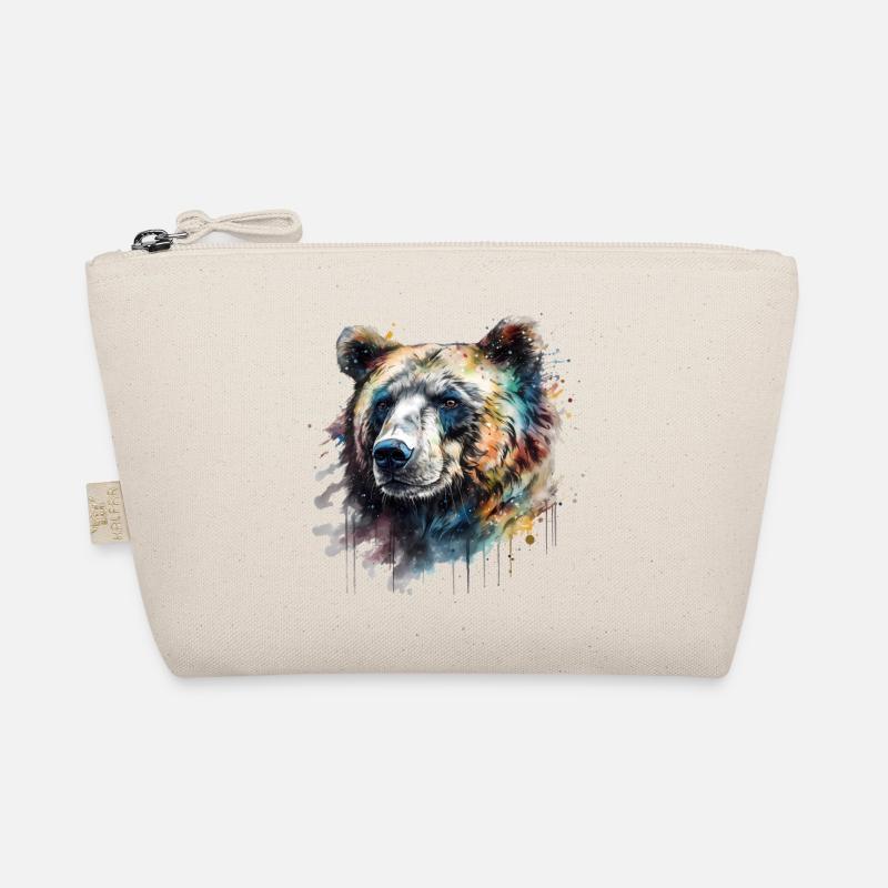 Cooles Buntes Aquarell Bär - Bio-Täschchen - Natur