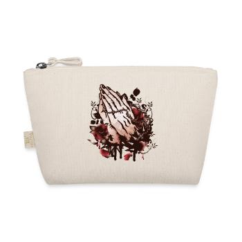 two hands praying with rosary and roses - Organic Pouch - nature - Front