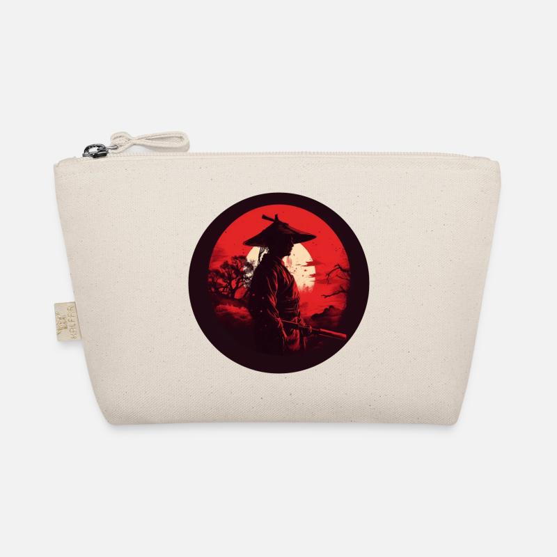 Samurai with sword katana red sun silhouette Organic Pouch