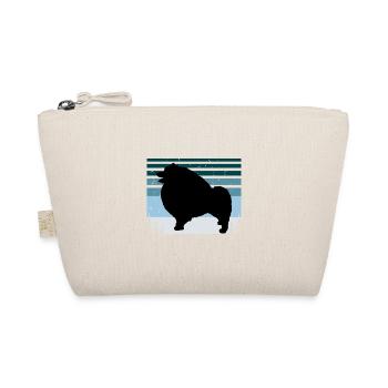 Keeshond Hundeliebhaber Silhouette Vintage Sonnenuntergang - Bio-Täschchen - Natur - Vorne