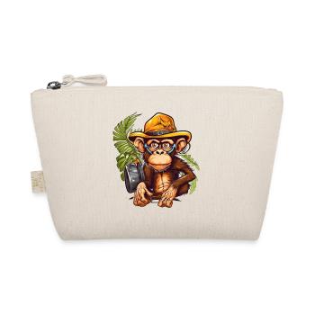 Adventure monkey with safari hat and backpack - Organic Pouch - nature - Front