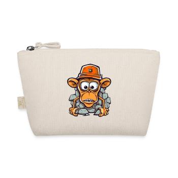 Adorable monkey with construction helmet - Organic Pouch - nature - Front
