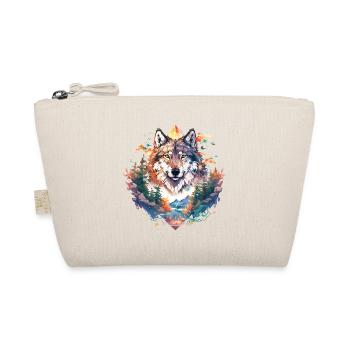 Wolf Wolfskopf Natur Wildnis Wald Bäume Kunst - Bio-Täschchen - Natur - Vorne
