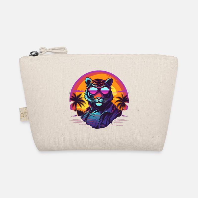 Synthwave Tiger Sunset Bio-Täschchen