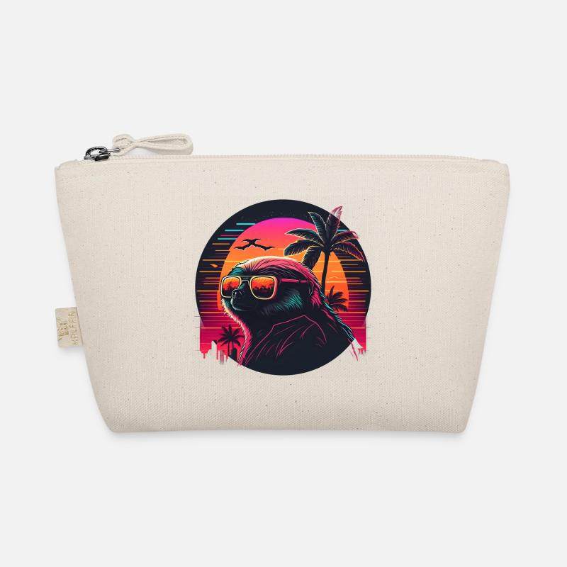 Synthwave Sloth Sunset Bio-Täschchen