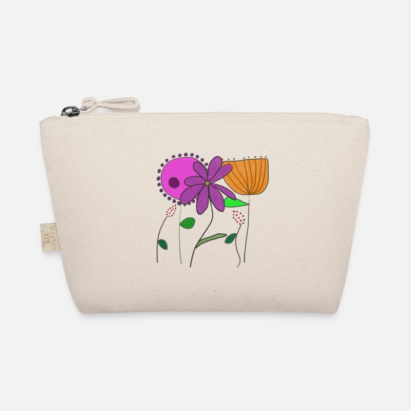 Blumenmotive mit bunten Blumen und Blättern - Bio-Täschchen - Natur