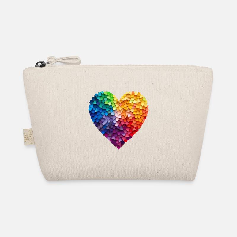 Regenbogen Herz - Bio-Täschchen - Natur