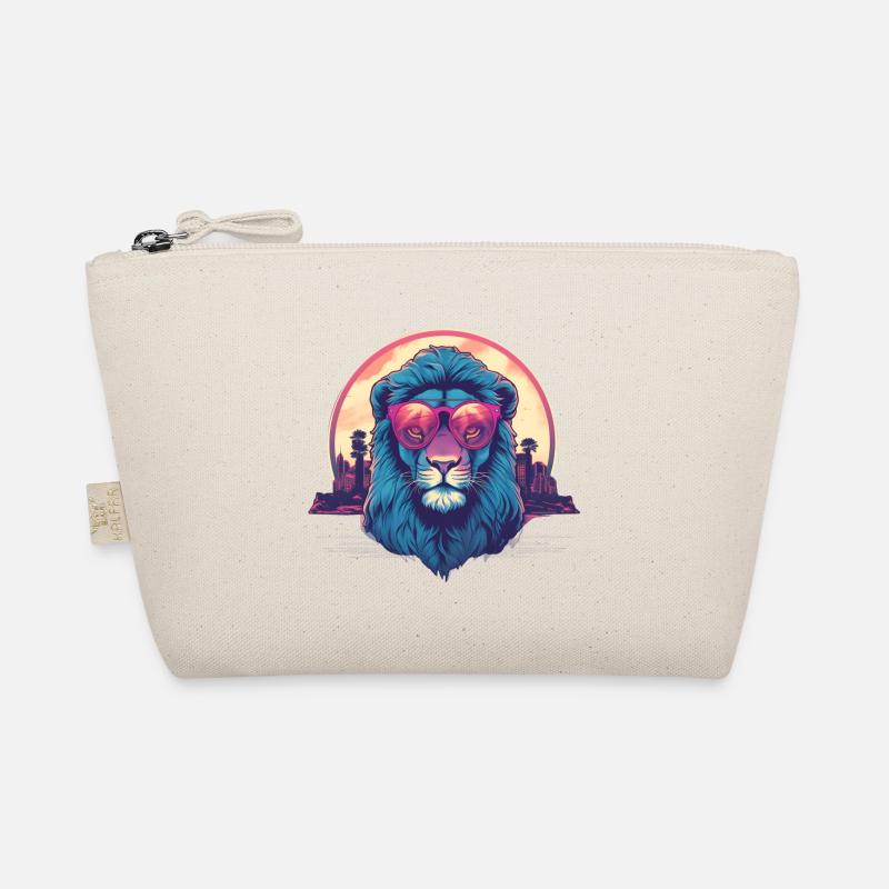 Synthwave Lion Sunset - Organic Pouch - nature