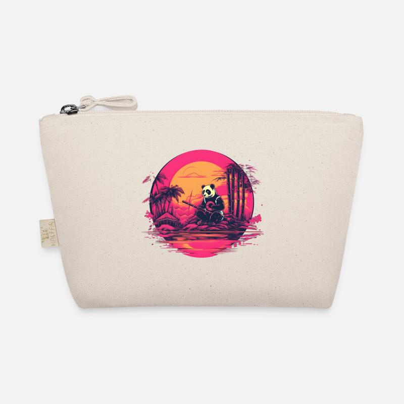 Synthwave Panda Japon Coucher de soleil Trousse biologique