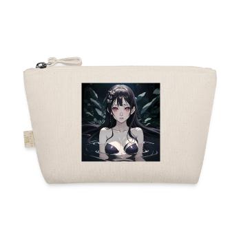 Cute Anime Girl In Water With Black Hair - Organic Pouch - nature - Front