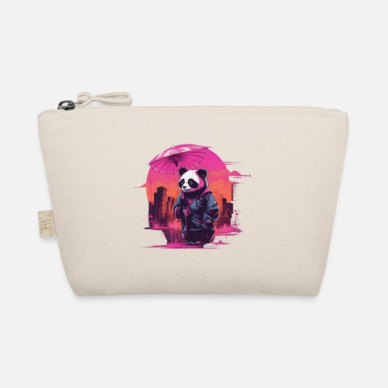 Synthwave Mignon Panda asiatique avec parapluie Trousse biologique