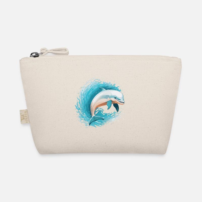 Dolphins playful jump Organic Pouch