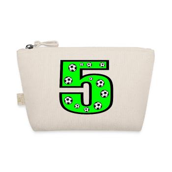 5 Children's Birthday Party - Children's Football - Number FIVE - Organic Pouch - nature - Front
