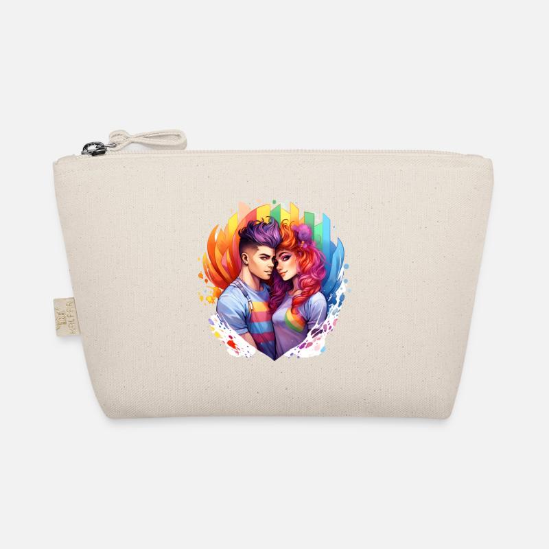 Regenbogenliebe Duo im Farbrausch - Bio-Täschchen - Natur