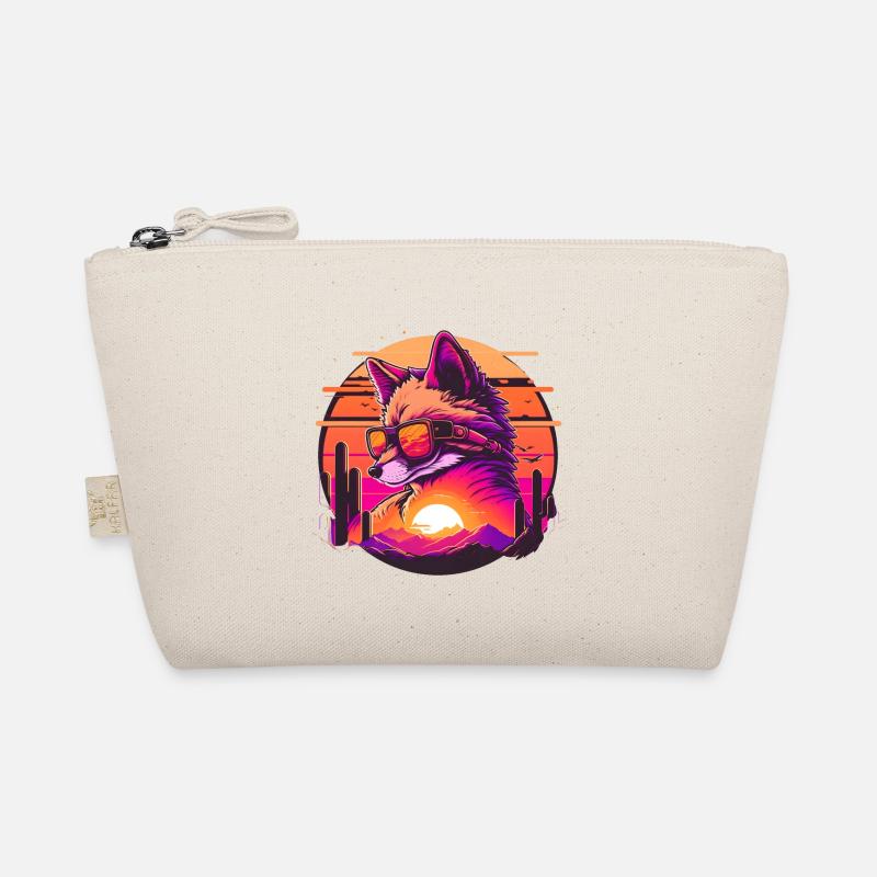 Synthwave Fox Sunset Bio-Täschchen