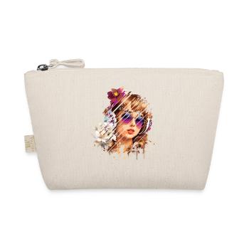 Retro Frau Blumen und lila Brille - Bio-Täschchen - Natur - Vorne