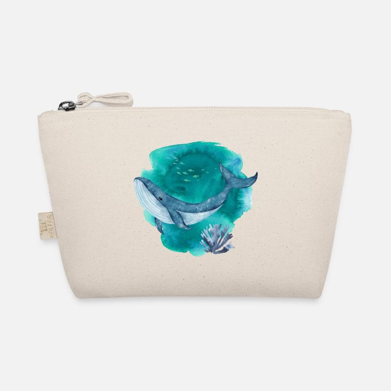 Blauwal Aquarell – Ocean Wildlife Art - Bio-Täschchen - Natur