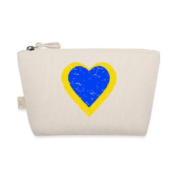 Solidarity with Ukraine - yellow blue heart - Organic Pouch - nature - Front