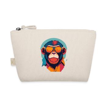 Verspielte Prahlerei: Retro Monkey T-Shirt - Bio-Täschchen - Natur - Vorne