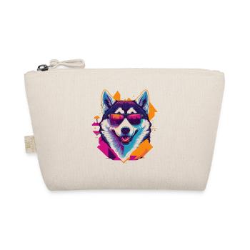 Frosty Fury: Retro Husky T-Shirt - Bio-Täschchen - Natur - Vorne