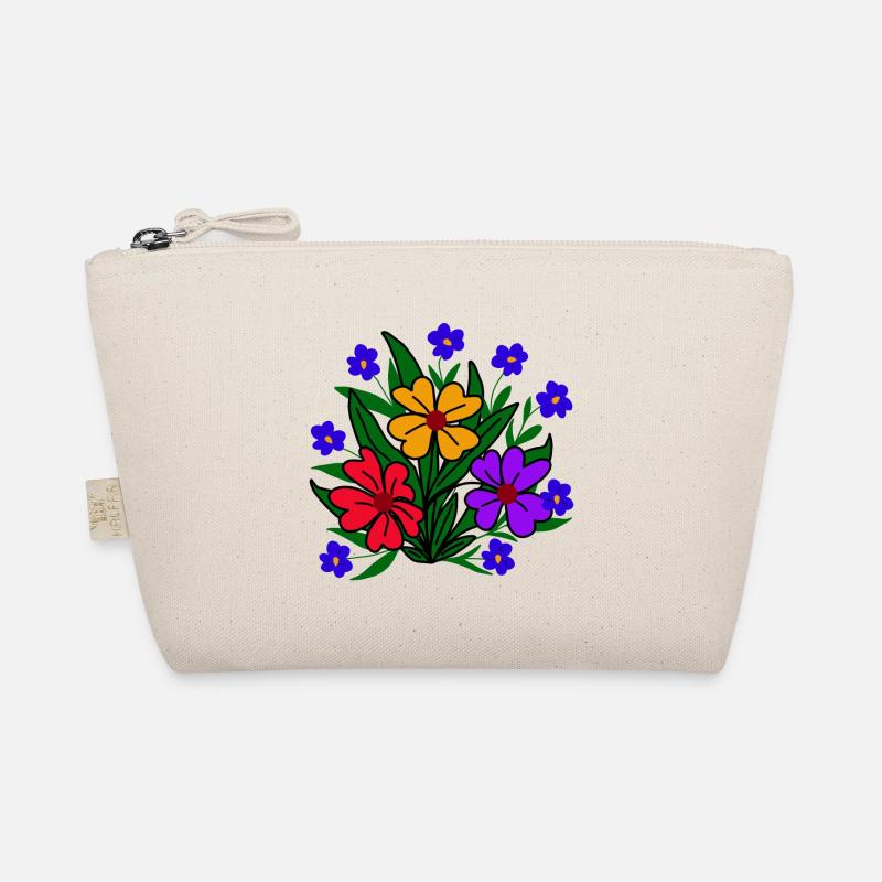 bunte Blume Blütenmuster Blumenranke Blüte floral - Bio-Täschchen - Natur