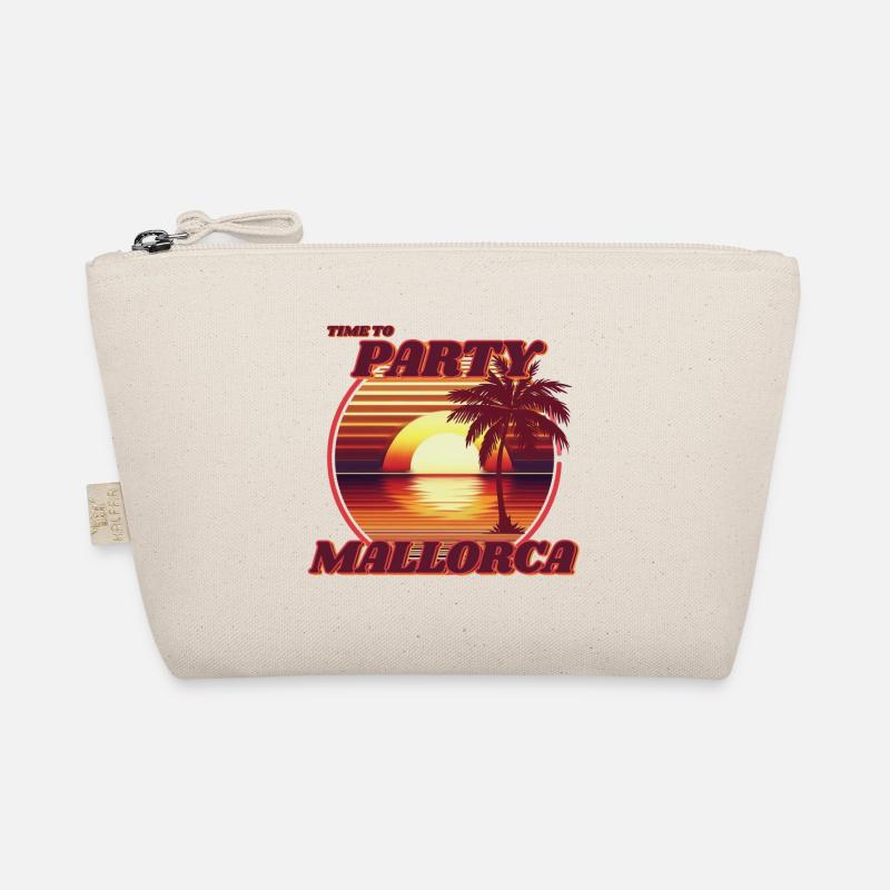 Party auf Mallorca, romantisches Retro-Sonnenuntergangsdesign. Bio-Täschchen