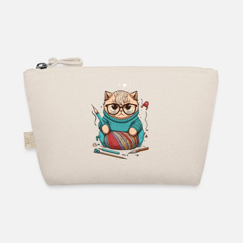 Knitting Cat Organic Pouch