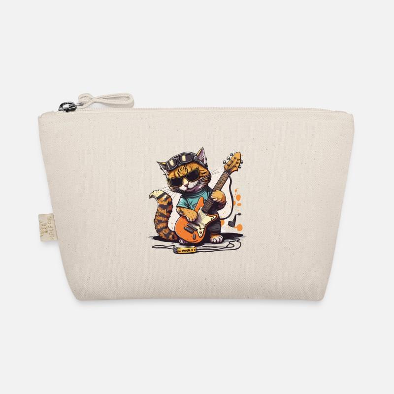 Gitarre Katze - Bio-Täschchen - Natur