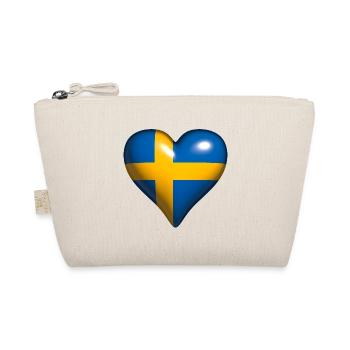 Sweden Shiny Heart Blue Yellow Cross - Organic Pouch - nature - Front