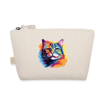 Pop Art Cat – Colorful Cat in a Frenzy of Color - Organic Pouch - nature - Front