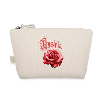 Austria Rose – Rote Blume - Vintage-Schrift - Bio-Täschchen - Natur - Vorne