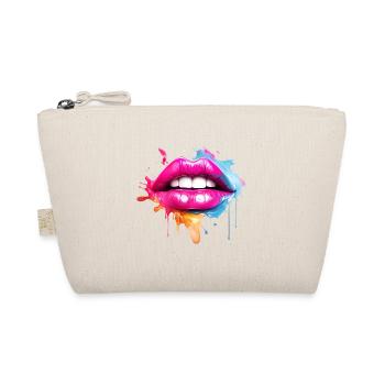 Colorful Lips Kissing Mouth Woman's Face Gift - Organic Pouch - nature - Front