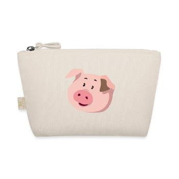 Schweinchen-Kopf – niedliche Tier Illustration - Bio-Täschchen - Natur - Vorne
