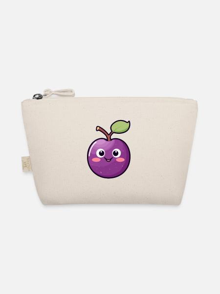 Kawaii Plum Süße Pflaume - Bio-Täschchen - Natur