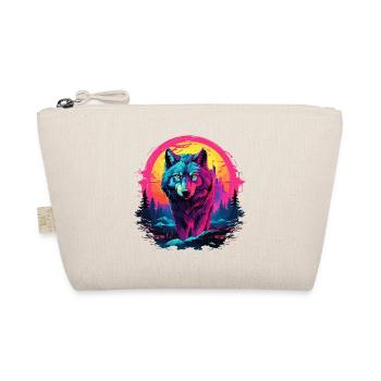 Wolf Wolfskopf Wölfe Wolfsrudel Natur Neon Bunt - Bio-Täschchen - Natur - Vorne