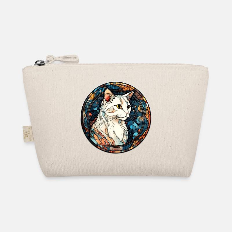 Türkischer Van Cat Breed Aquarell Glasmalerei - Bio-Täschchen - Natur