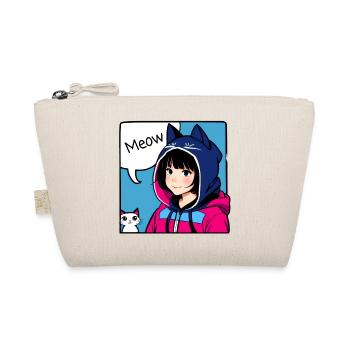 Mignon Anime Manga Fille avec Chats et Sweat à capuche - Trousse biologique - nature - Devant