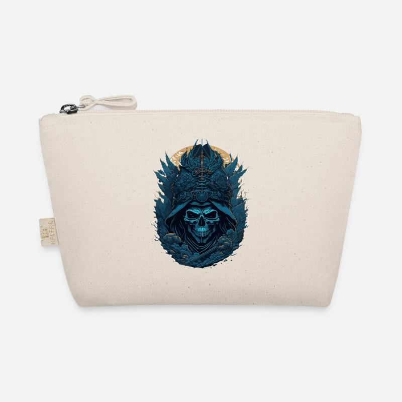 Blauer Samurai Skelett Schädel - Blauer Samurai Schädel - Bio-Täschchen - Natur