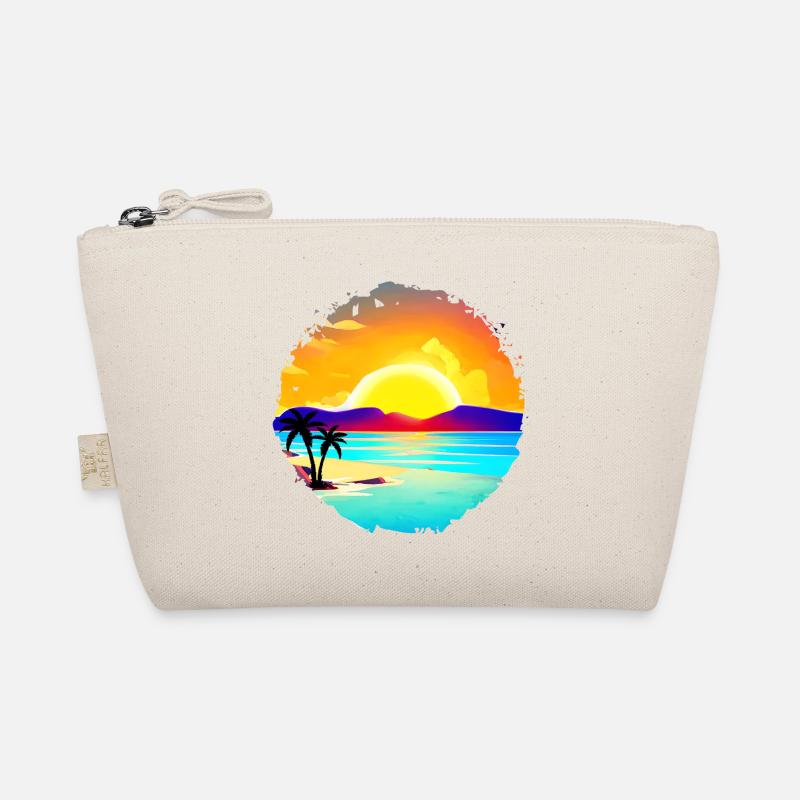 Aquarelle de plage de coucher de soleil d’été Trousse biologique