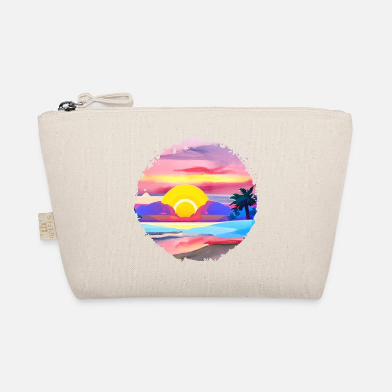 Aquarelle de plage de coucher de soleil d’été Trousse biologique