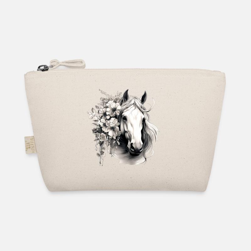 Pferd mit Blumen - Bio-Täschchen - Natur