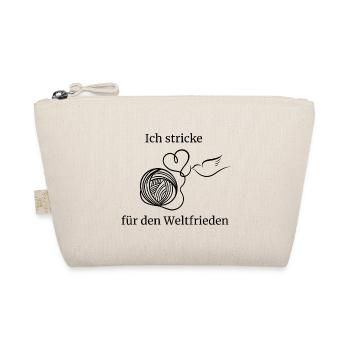 Ich stricke für den Weltfrieden - schwarz - Bio-Täschchen - Natur - Vorne
