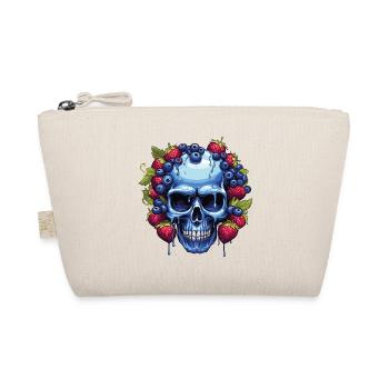 Blue Skull with Berry Garland - Organic Pouch - nature - Front
