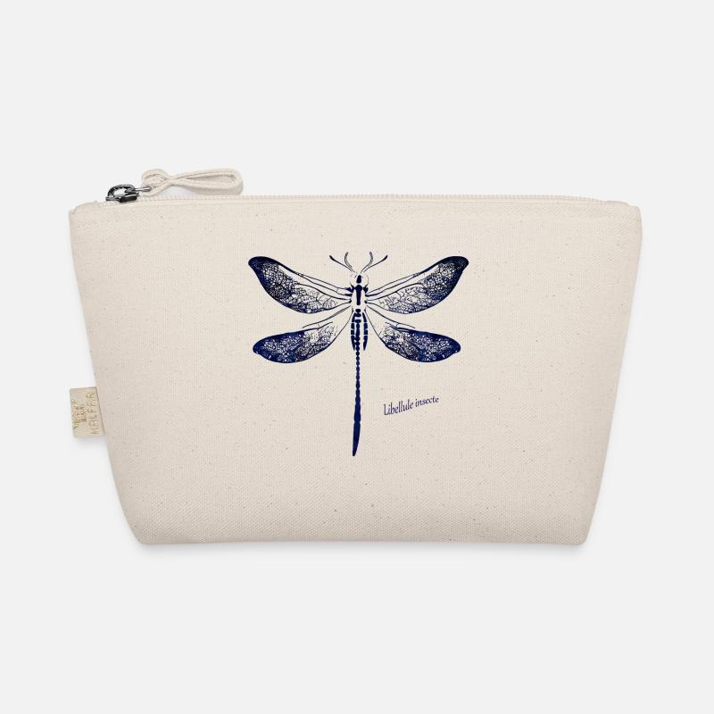 Tiefblaue Libellen Silhouette Bio-Täschchen