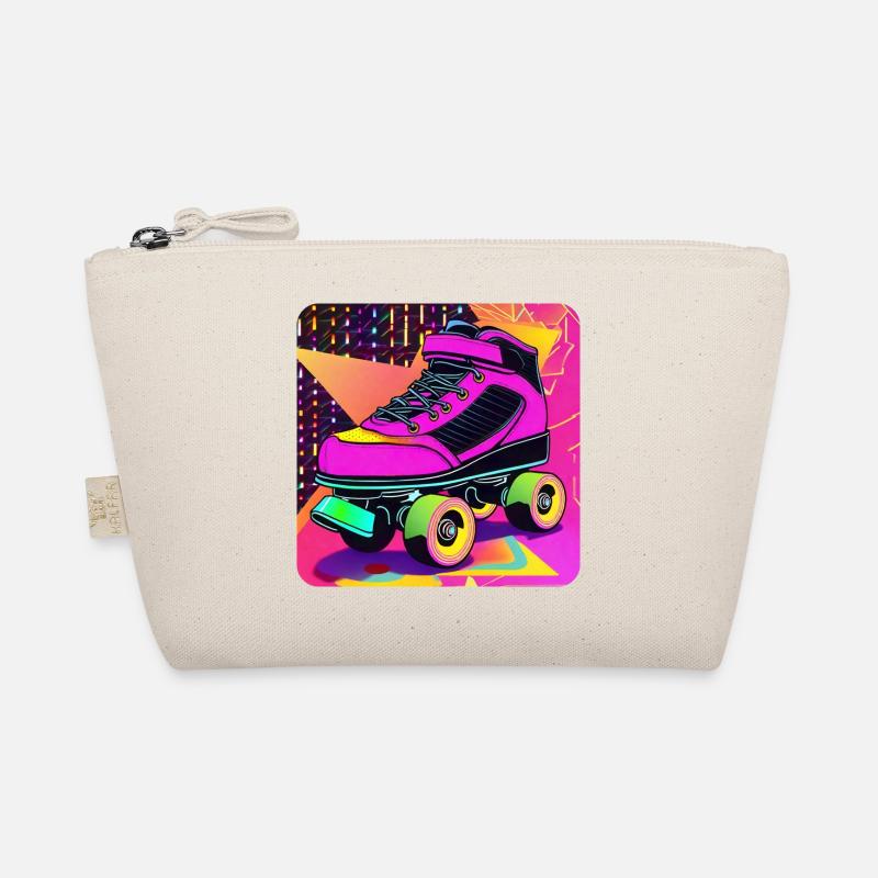 Bunter Disco Rollschuhe im Retro Style - Bio-Täschchen - Natur