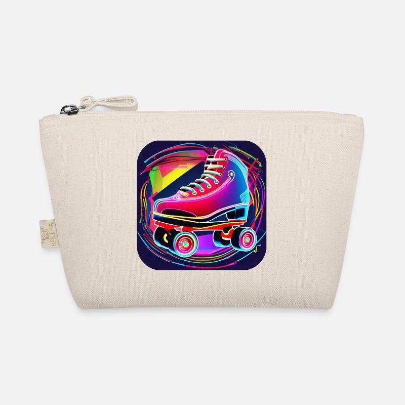 Bunter Disco Rollschuhe im Retro Style - Bio-Täschchen - Natur